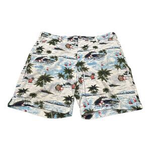 Nautica Hawaiian Tropical Pineapple Sailing Blue‎ Chino Button Shorts Men's 42 W